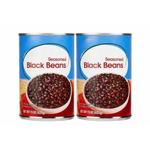 Generic Premium Seasoned Black Beans Savory Canned Beans, High Protein Fiber Rich Pantry Food, 15 薬局衡オンス pack of 2