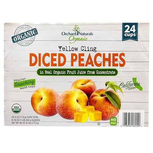 Generic Orchard Naturals Organic Diced Peaches, Yellow Cling 24 Individual Cups (4 薬局衡オンス each) USDA Organic \u0026 Non GMO Fruit Snacks インチ 100% Fruit Juice No Sugar Added Healthy Lunchbox Snacks for Kids \u0026 Adults