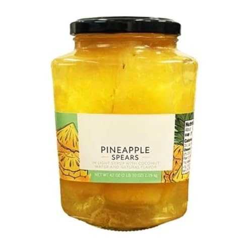 Generic Pineapple Spears In Light Syrup With Coconut Water, Pineapples are nutrient-dense and make a great snack, One jar contains nine servings (1/2 cup per serving) [ 42 薬局衡オンス, 2.6 重量ポンド ]