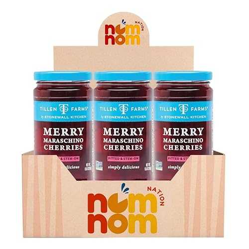NomNom Nation Tillen Farms Cherry Merry Maraschino 13.5 薬局衡オンス Maraschino Cherries Jar Maraschino Cherries with Stems Cherry Maraschino Marachino Cherries 3 Jars with Refrigerator Magnet
