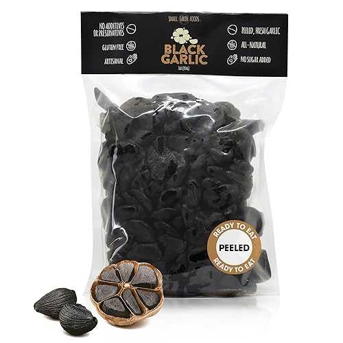 Black Garlic Cloves by Florida Pure - Peeled, Ready to Eat, Elevates Salads, Gourmet Dishes, and Spreads - Fermented for Rich Umami Flavor, 2X Antioxidants, No Sugar, Gluten-Free - 16薬局衡オンス Bag