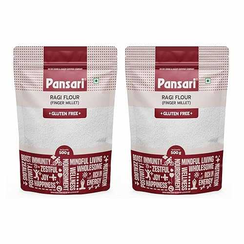 Pansari Finger Millet Flour 100% Natural Ragi Atta / Super Nutritious Ragi Flour / With High Protein / Good For Digestion and Diabetic / With No Preservative \u0026 Glutten Free (17.6 Ounce, Pack of 2)
