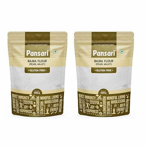 Pansari Millet Flour Super Nutritious Millet Flour 100% Natural With High Vitamins \u0026 Iron Content Rich インチ Dietry Fibers With No Preservative \u0026 Glutten Free (17.6 Oz, Pack of 2)