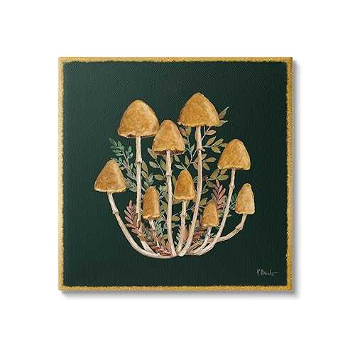 Stupell Industries Mushrooms \u0026 Leaves Nature Canvas Wall Art Design by Paul Brent