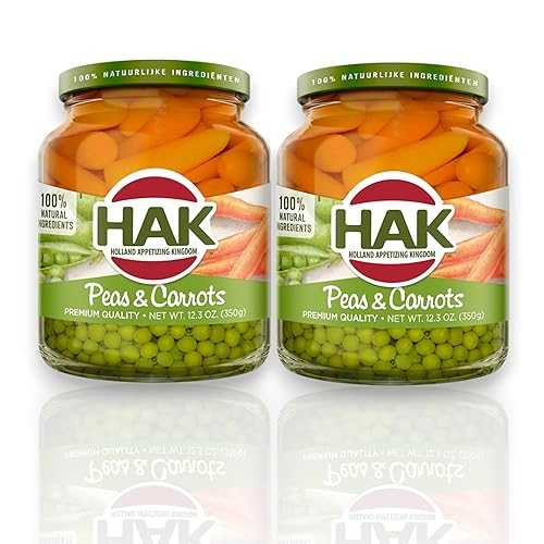 Green Peas with Carrots インチ Glass Jar by HAK (Netherlands) 12.3薬局衡オンス each -2Pack