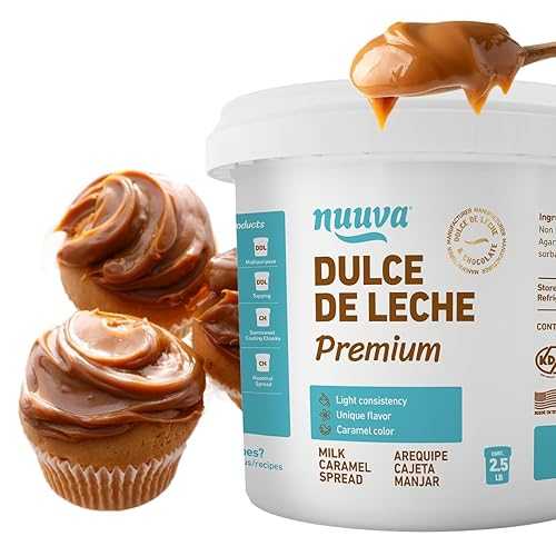 Nuuva Foods Premium Dulce de Leche Authentic Creamy Caramel Spread Perfect for Desserts, Baking, and Spreading, Caramel, Carmel Syrup, Dulce De Leche Syrup - 2.5 lbs