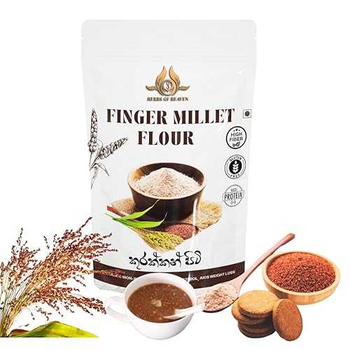 HERBS OF HEAVEN 400g Finger Millet Powder (Eleusine coracana) - Cultivated From Sri Lanka And Gluten Free- 100% Pure, Premium Quality for Cooking, 100% Natural, Gluten-Free, Rich インチ Flavor