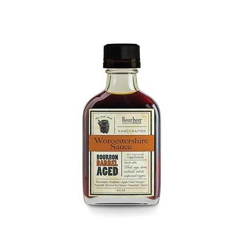 Bourbon Barrel Foods Bourbon Barrel-Aged Worcestershire Sauce - All-Natural, Vegetarian, Sweetened with Kentucky Sorghum, 6 Count of 100 Ml Bottles