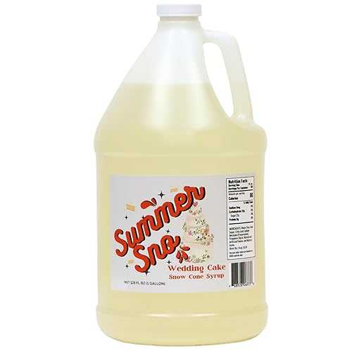 Chariot Summer Sno Snow Cone Syrup - Shaved Ice Syrup - Gallon - Made with Real Sugar (Gallon, Wedding Cake)
