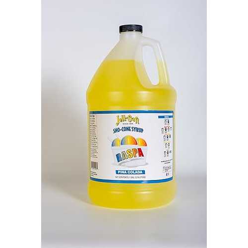 Jell-Craft Snow Cone Syrup, Pina Colada Flavor, 1 Gallon Raspa - Great for frozen drinks, punch, slushie, snow cones, ice cream topping or aguas frescas