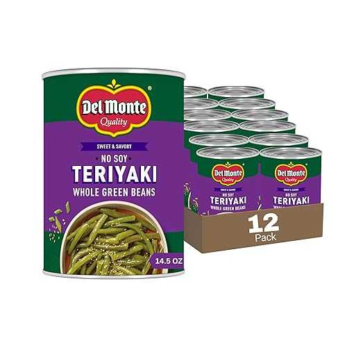 Del Monte No Soy Teriyaki Whole Green Beans, 14.5 薬局衡オンス. Cans, Pack of 12