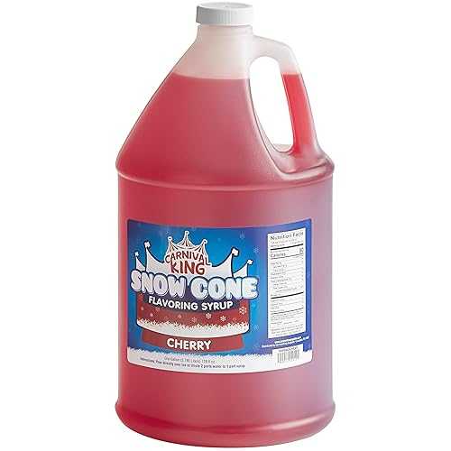 Carnival King Cherry Snow Cone Syrup 1 Gallon - Delicious Shaved Ice Flavoring for Machines \u0026 Parties