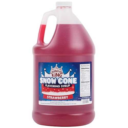Carnival King 1 Gallon Snow Cone Syrup Strawberry - Delicious Shaved Ice Flavoring for Machines \u0026 Parties