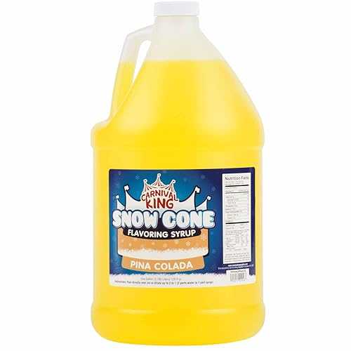 Carnival King 1 Gallon Snow Cone Syrup Pina Colada - Delicious Shaved Ice Flavoring for Machines \u0026 Parties