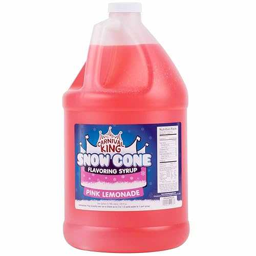 Carnival King 1 Gallon Snow Cone Syrup Pink Lemonade - Delicious Shaved Ice Flavoring for Machines \u0026 Parties