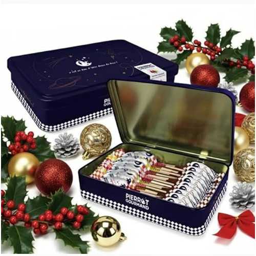 Metr Pierrot Gourmand Decorative Tin of Assorted Fruit \u0026 Salted Caramel Lollipops, 9.24 薬局衡オンス, 20 Count