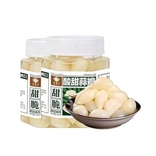 Generic Crisp Sweet Pickled Garlic Cloves, Chinese Traditional Fermented Garlic Pickles, Perfect Appetizer \u0026 Side Dish 2 Jars(520g/18.34薬局衡オンス)