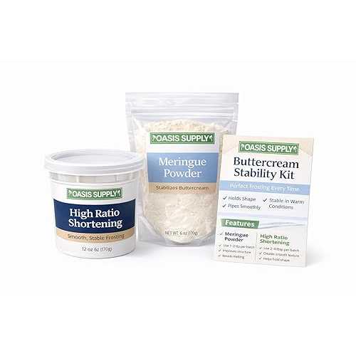 Oasis Supply Buttercream Stability Kit Smooth, Stable Frosting That Holds Its Shape / Includes High Ratio Shortening \u0026 Meringue Powder for Cake Decorating \u0026 Piping - Value Kit