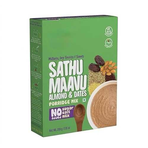 Generic Sathu Maavu with Almonds \u0026 Dates / No added sugar, No Salt, No Milk Porridge Mix / 100% Natural Multigrain Millets \u0026 Ragi Cereal / 200g