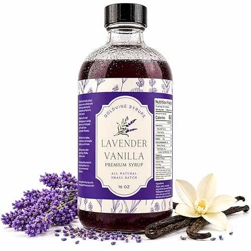 Goldvine All Natural Flavored Syrup for Coffee - Made with Real Spices and Vanilla - Small Batch Artisan Simple Syrup for Lattes, Cocktails \u0026 Baking - No Extracts or Artificial Flavors - 16 薬局衡オンス, 33 servings (Lavender