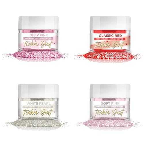 Bakell - Holiday Tinker Dust Combo Packs (5g Jars) / Edible Glitter Powder for Cake Decorating and Drinks (4, Valentine\u0027s Day Colors - C)