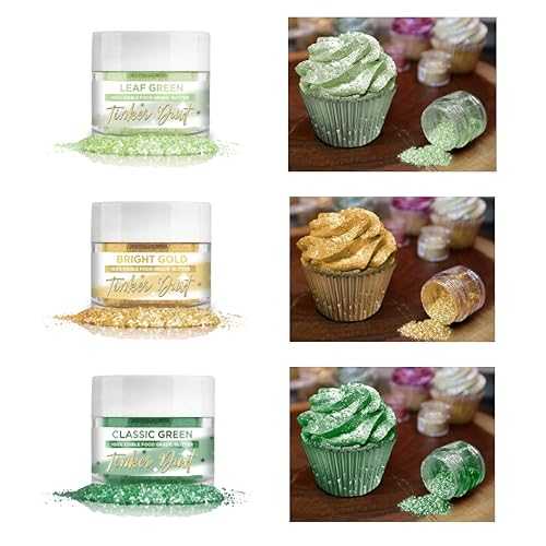 BAKELL St Patrick\u0027s Day Gold \u0026 Green Edible Glitter Set (3pc) / TINKER DUST Glitter / KOSHER Certified / 100% Edible Glitter / Cakes, Cupcakes, Cake Pops, Drinks, Glitter \u0026 Dust