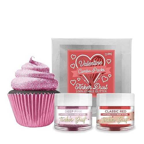 Bakell - Holiday Tinker Dust Combo Packs (5g Jars) / Edible Glitter Powder for Cake Decorating and Drinks (2, Valentine\u0027s Day Colors - A)