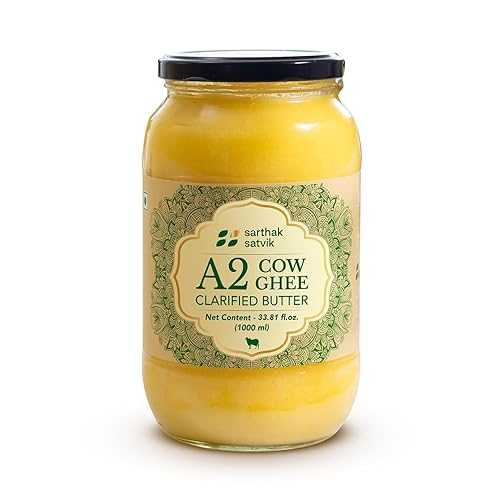 Sarthak Satvik A2 Cow\u0027s Ghee / Free Grazing Pure Desi Cow / Using Traditional Bilona Method / Helps インチ Building Bone Strength \u0026 Improves Stamina / Organic and Natural Immunity Booster - 33 Oz