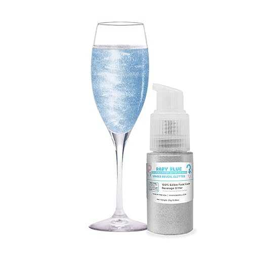 Bakell Brew Glitter Edible Drink Glitter Pump 1x 25g for Cocktails, Beer, \u0026 Beverages (Baby Blue Gender Reveal Color Changing)