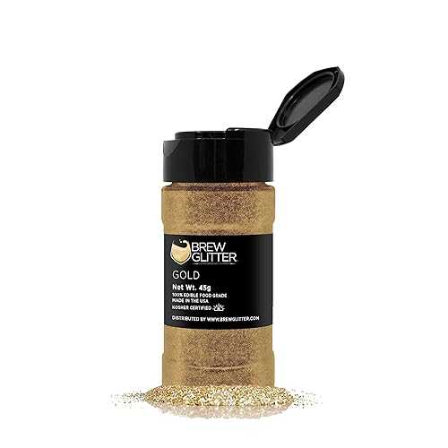 Bakell BREW GLITTER Edible Glitter For Drinks, Cocktails, Beer, Garnish Glitter \u0026 Beverages / KOSHER \u0026 HALAL Certified / 100% Edible \u0026 Food Grade / Vegan, Gluten, Nut Free (Gold, 45g Shaker)