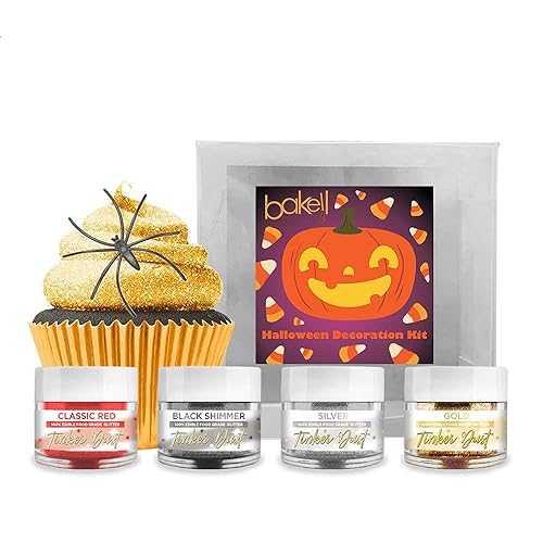 Bakell - Holiday Tinker Dust Combo Packs (5g Jars) / Edible Glitter Powder for Cake Decorating and Drinks (4, Halloween Colors - B)