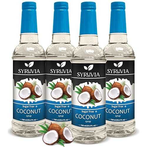 Syruvia 4 Pack Sugar-Free Coconut Coffee Syrup 25.4 fl 薬局衡オンス - Syrup for Coffee, Lattes, Shakes, Smoothies, Desserts 100% Vegan, Gluten Free, Kosher No-Calorie Coffee Syrup