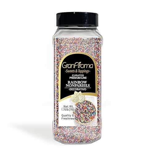 GranAroma Rainbow Nonpareils, Decorative Sprinkles, Cakes \u0026 Cookies, Bakery Staple (1.75 Pound)