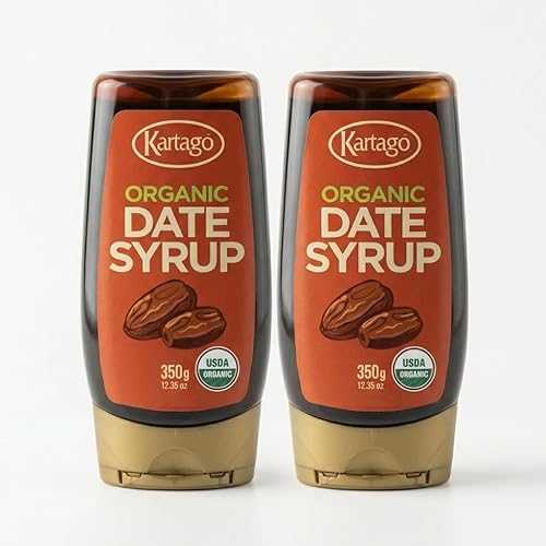 Date Syrup - Organic Date Syrup - Vegan, Kosher, Gluten Free, No Added Sugar - Healthy Natural Sweetener, from Kartago - 12.35 薬局衡オンス Bottle (Pack of 2)