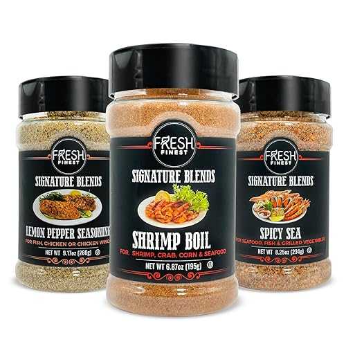 Fresh Finest Spice Gift Set Lemon Pepper, Shrimp Boil, Spicy Sea Kosher, Gluten-Free, Non-GMO Great Mix for Seafood Lovers and Home Cooks (3-Pack)