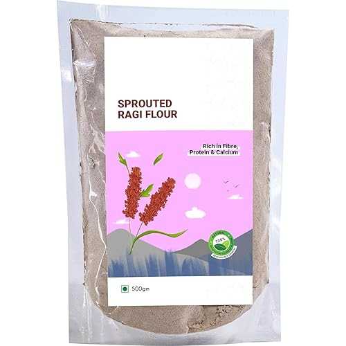 Generic 17.63薬局衡オンス 500gm Sprouted Ragi Flour (Madua/Nachni aata) / 100% Natural / Fibre, Protein and Iron Rich Healthy Meal for adults / Nutrient-rich food / Finger Millet Flour-