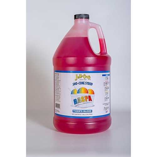 Jell-Craft Sno-Cone Syrup, Tiger\u0027s Blood Flavor, 1 Gallon Raspa -Gre at for frozen drinks, punch, slushie, snow cones, ice cream topping or aguas frescas