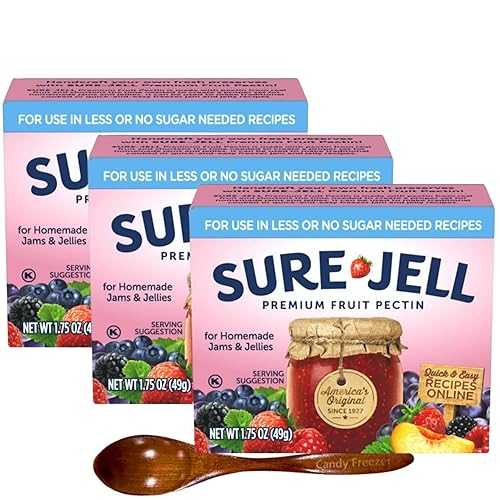 Sure-Jell Low Sugar Pectin for Canning Pack of 3 (1.75 薬局衡オンス Boxes) Fruit Pectin for Low or No Sugar Jam, Jelly \u0026 Preserves Includes Candy Freezer Wooden Spoon (Low Sugar) - Wooden Spoon