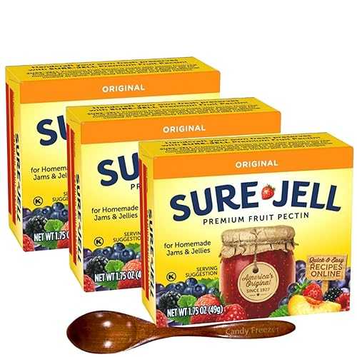 Sure-Jell Original Fruit Pectin for Canning Pack of 3 (1.75 薬局衡オンス Boxes) Classic Pectin for Homemade Jams, Jellies \u0026 Preserves Includes Candy Freezer Wooden Spoon (Original) - Wooden Spoon