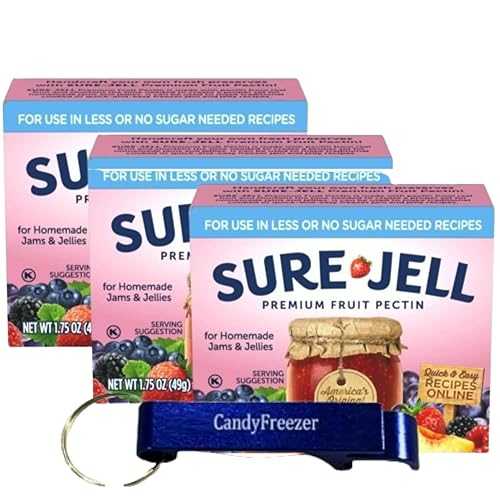 Sure-Jell Low Sugar Pectin for Canning Pack of 3 (1.75 薬局衡オンス Boxes) Fruit Pectin for Low or No Sugar Jam, Jelly \u0026 Preserves Includes Candy Freezer Bottle Opener Keychain (Low Sugar) - Keychain