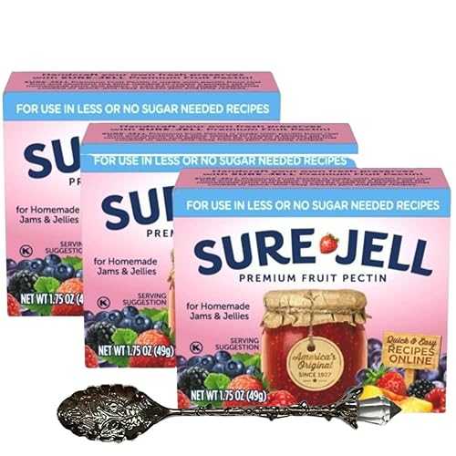 Sure-Jell Low Sugar Pectin for Canning Pack of 3 (1.75 薬局衡オンス Boxes) Fruit Pectin for Low or No Sugar Jam, Jelly \u0026 Preserves Includes Candy Freezer Gem Spoon (Low Sugar) - Gem Spoon