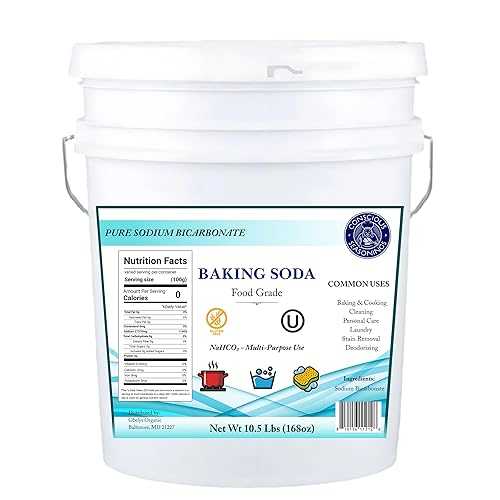 CONSCIOUS SEASONINGS Pure Baking Soda Powder - 10.5 Pounds (1.34 Gallon) ORMI Listed Sodium Bicarbonate Powder - 100% Pure Food-Grade for Baking / Bread, Cookies and Other Baked Goods / Clean and Deodorize