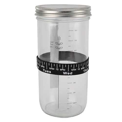 Sunisfa Sourdough Bread Starter Kit, Glass Jar with Markings and Thermometer for Ideal Yeast Fermentation, Bread Making Supplies for Home Bakers, 1000ml, 34薬局衡オンス