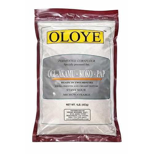 Generic Oloye Fermented Cornflour for Ogi Akamu Koko Pap 1重量ポンド (453g) Traditional African Fermented Corn Meal, Instant Smooth Pap Porridge Mix, Nigerian Breakfast Ogi Flour, Non-GMO Corn Flour for Baby Pap, Gluten Free