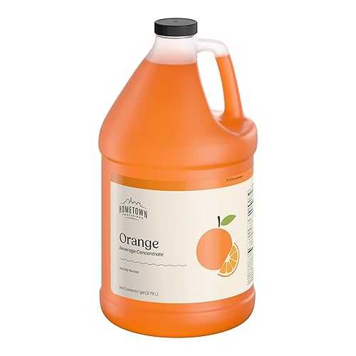Hometown Provisions Beverage 5:1 Syrup Concentrate - 1 Gallon Bulk Mix - Makes 6 Gallons of Beverage - Ideal for Restaurants, Catering, \u0026 Cocktails (Orange)