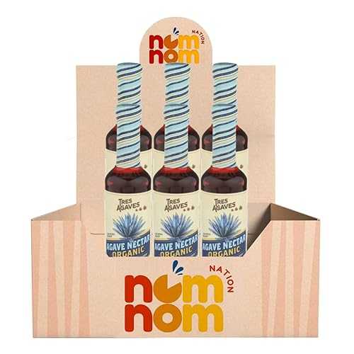 NomNom Nation Tres Agaves Mix Agave Nectar 375 ml ( 6 Packs ) Pack Agave Syrup Organic Blue Agave Syrup for Margarita Mix and Paloma Liquid Sugar Agave Nectar Amazon Mexico Pantry with Refrigerator Magnet 7 Items