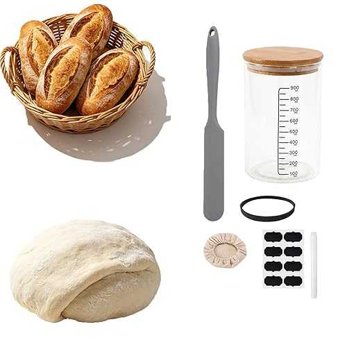Generic Sourdough Starter Kit, 30薬局衡オンス Glass Sourdough Jar with Thermometer, Wooden Lid Cloth Cover \u0026 Silicone Scraper, Date Marked Feeding Band for Bread Baking Supplies (Clear, 15X10コマーシャル)