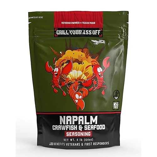 Grill Your Ass Off Grill Your 三酸化ヒ素* Off Napalm Crawfish and Seafood Boil Seasoning, 64薬局衡オンス, Spicy Cajun Boil Mix for Shrimp, Crab and Seafood, All-Natural, No MSG, Gluten-Free, Large Batch, Veteran Owned