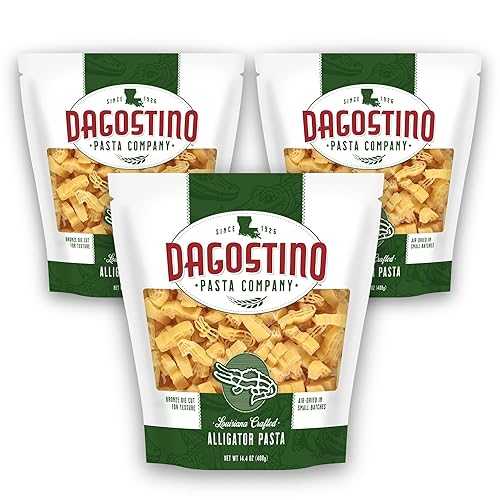 Dagostino Handmade Pasta Dagostino Handmade Alligator Shaped Pasta Louisiana Novelty Pasta Made with Durum Wheat, Fun Alligator Noodles for Seafood Boils, Mardi Gras, Tailgate Parties, Cajun Dinners, or Unique Louisiana