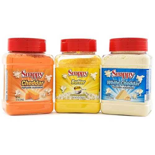 Snappy Popcorn Seasoning Variety Bundle, Butter, Cheddar Cheese, White Cheddar, 12 薬局衡オンス, 3 Count